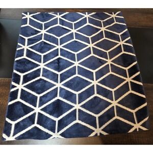 Z Gallerie Blue White Geometric Throw Pillow Cover Only Decorative 22 x 22" Case